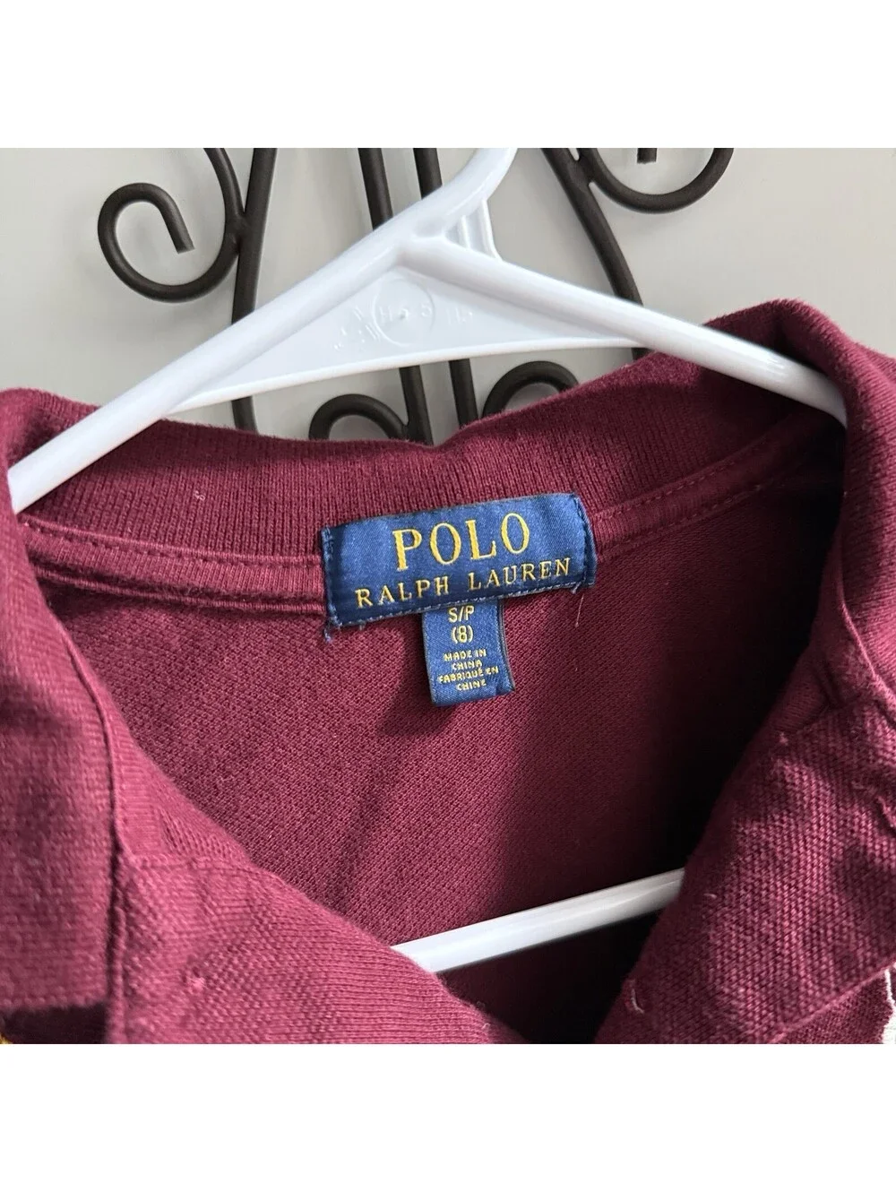 Polo Ralph Lauren Big Pony Crest Polo Shirt Youth S 8 Burgundy Rugby Preppy
